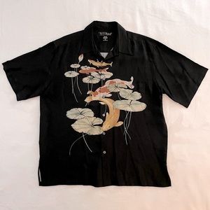 Tori Richard Koi Fish Silk Hawaii Shirt | Size Large